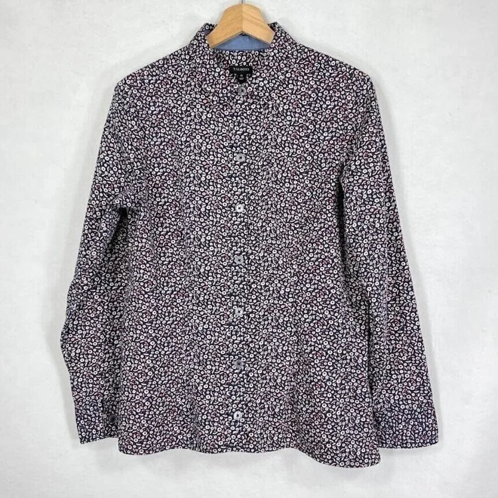 Talbots Floral Form Fitting Button Down Shirt Ditsy Grandma CottageCore Chic